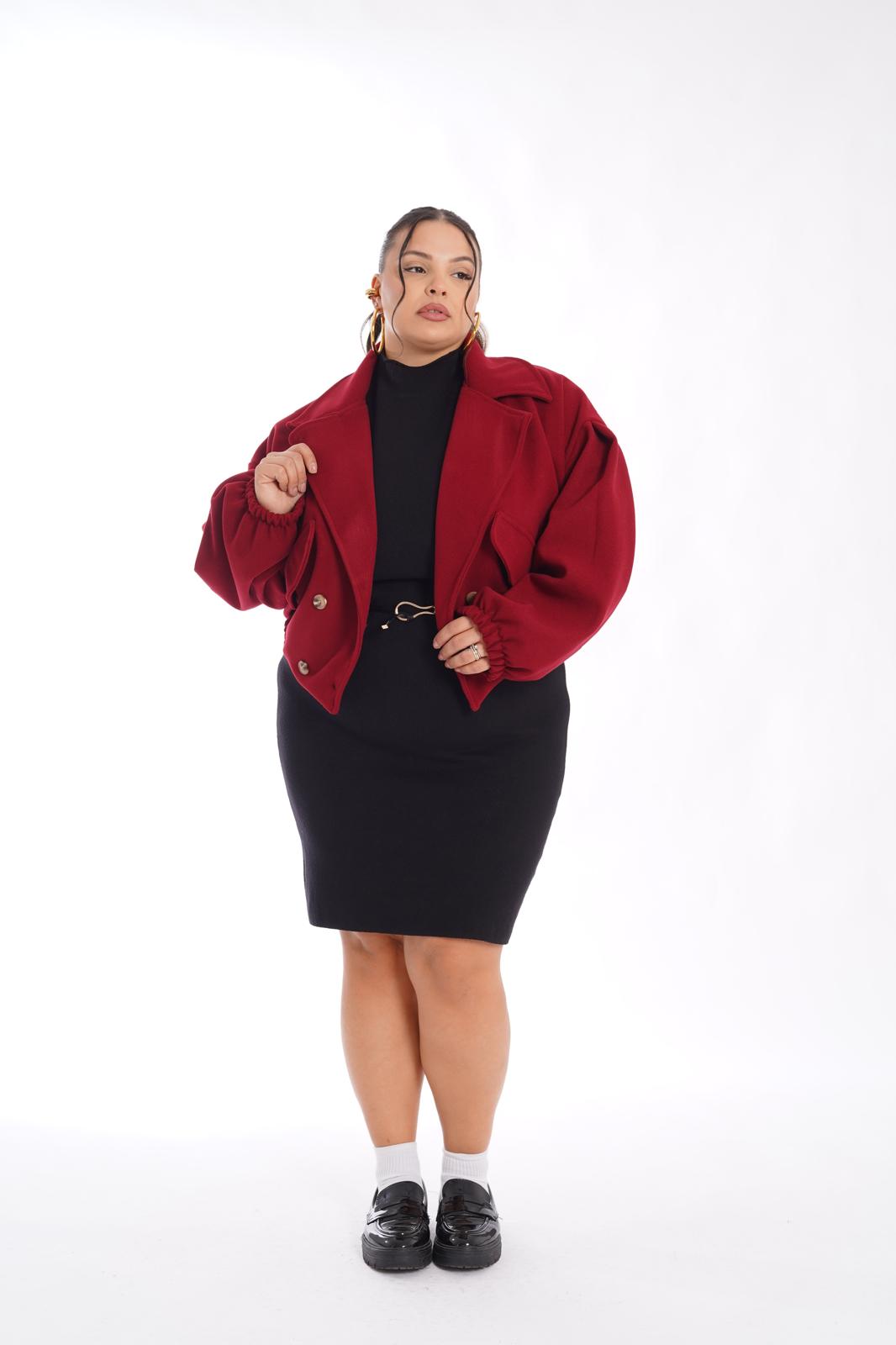 Cappotto crop sporty bordeaux