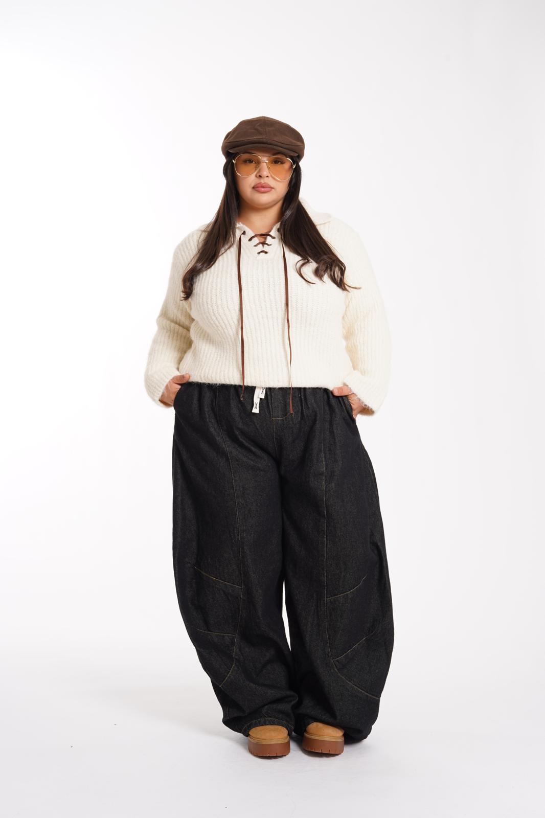 Pantalaccio in Denim Roman nero