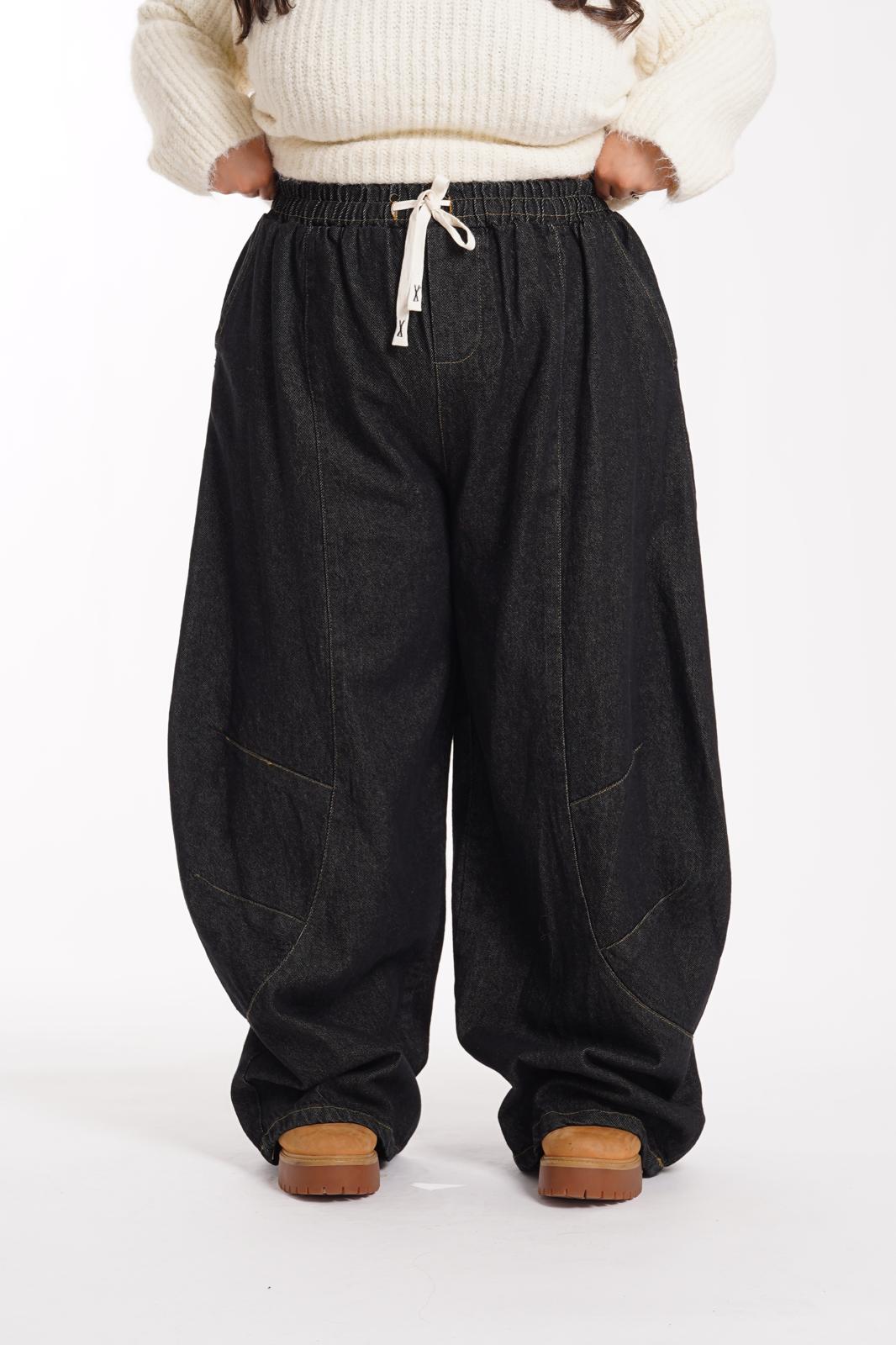 Pantalaccio in Denim Roman nero