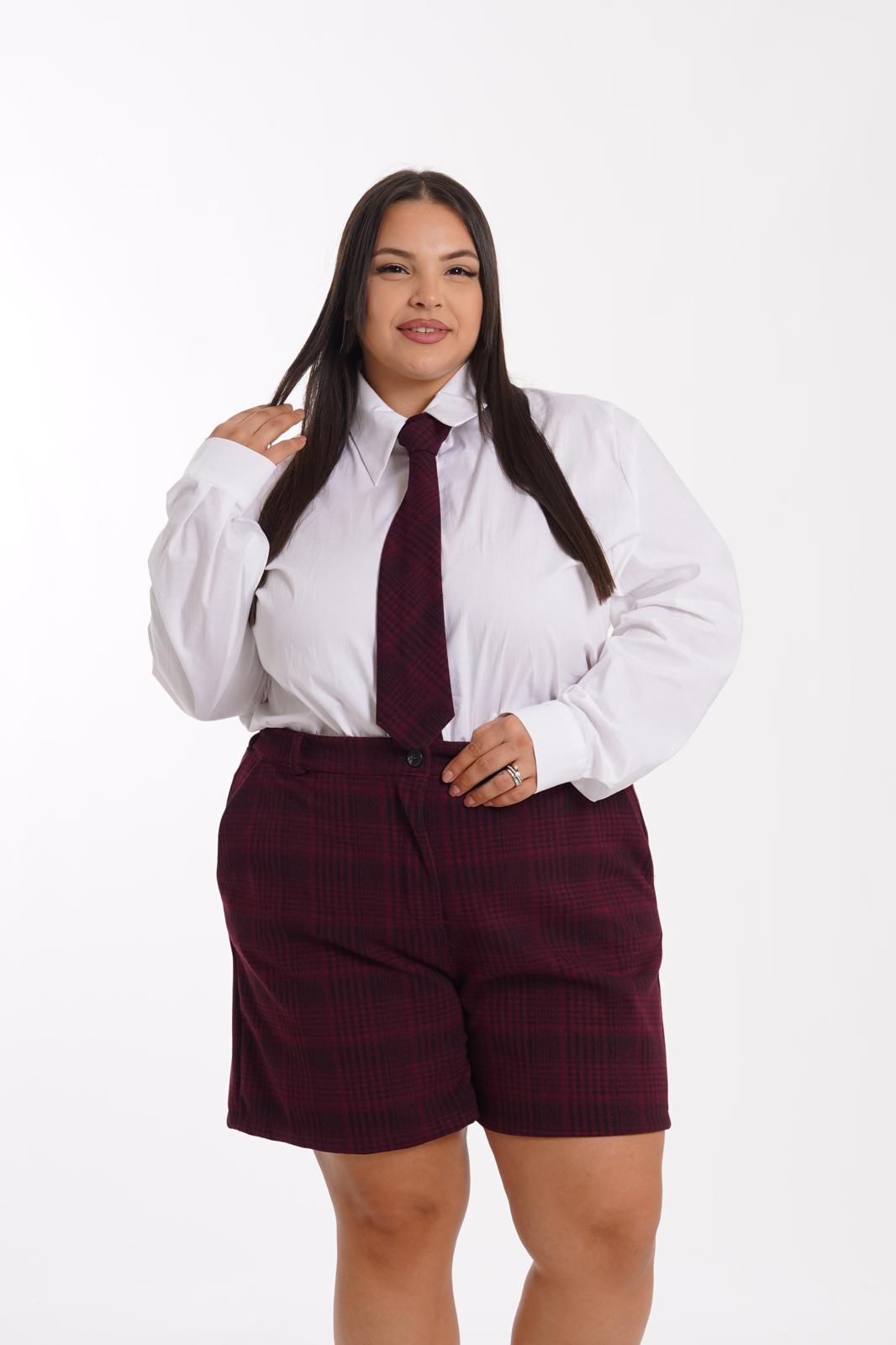 Coordinato Camicia+Cravatta Cambridge a quadri bordeaux