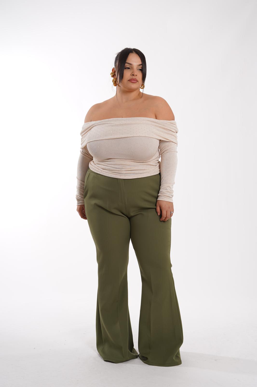 Pantalone a zampa classico verde militare