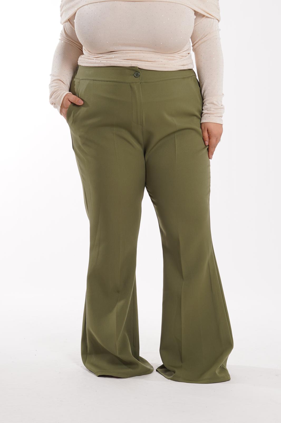 Pantalone a zampa classico verde militare