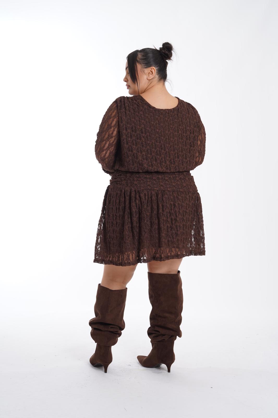 Dress Federica in pizzo marrone