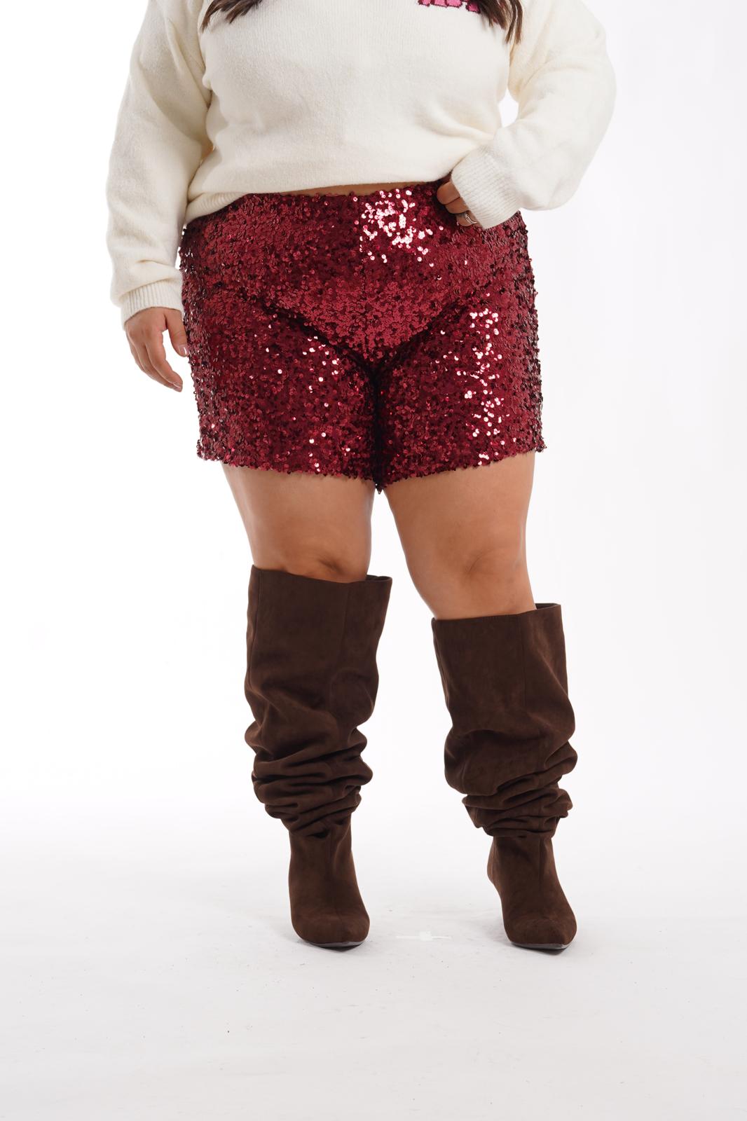 Shorts Paillettes Dora bordeaux