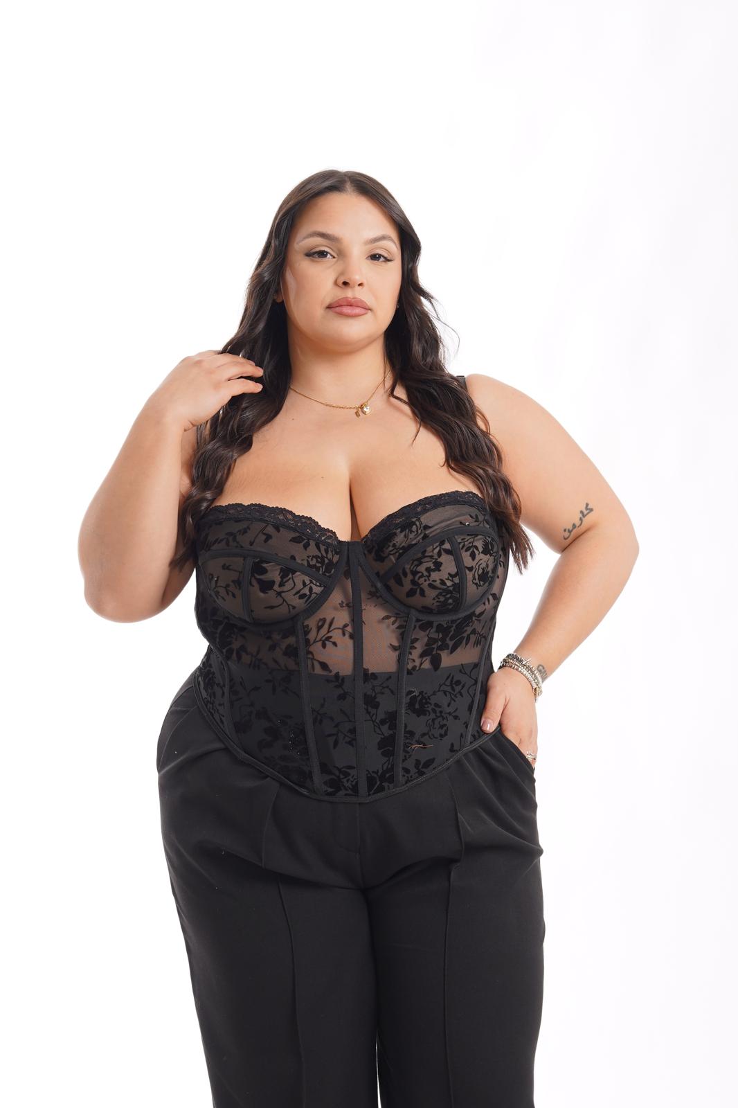 Corsetto Victoria a fiori 59 nero
