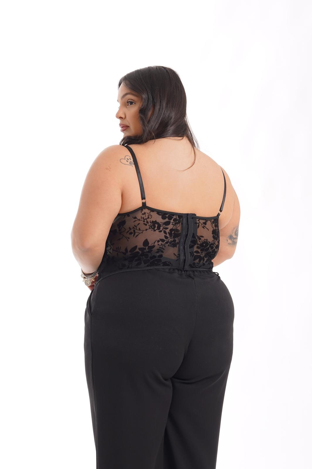 Corsetto Victoria a fiori 59 nero