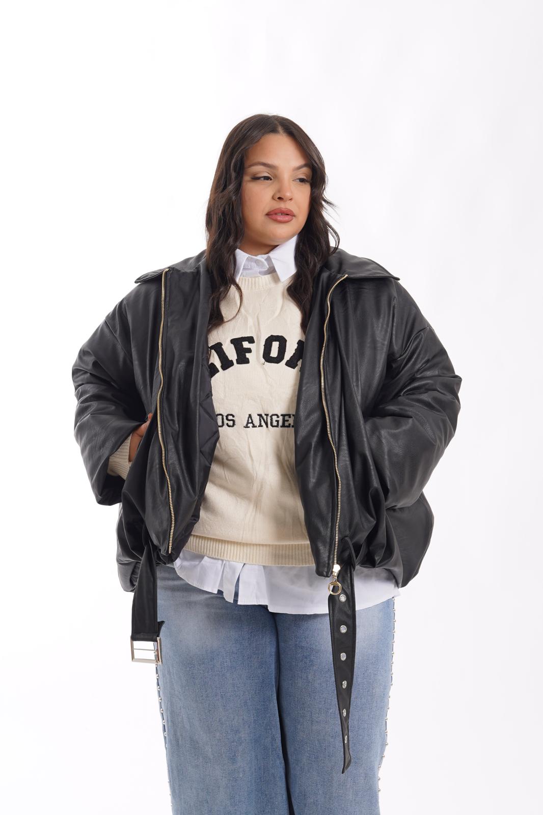 Bomber in ecopelle 519 nero