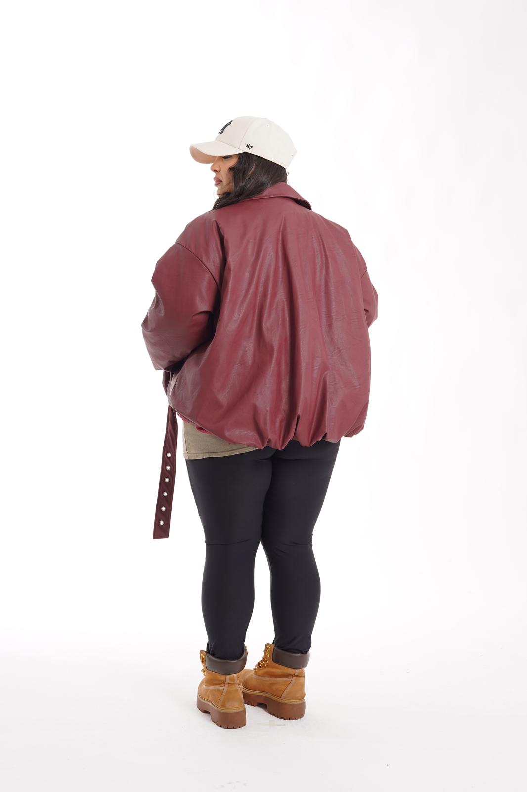 Bomber in ecopelle 519 bordeaux