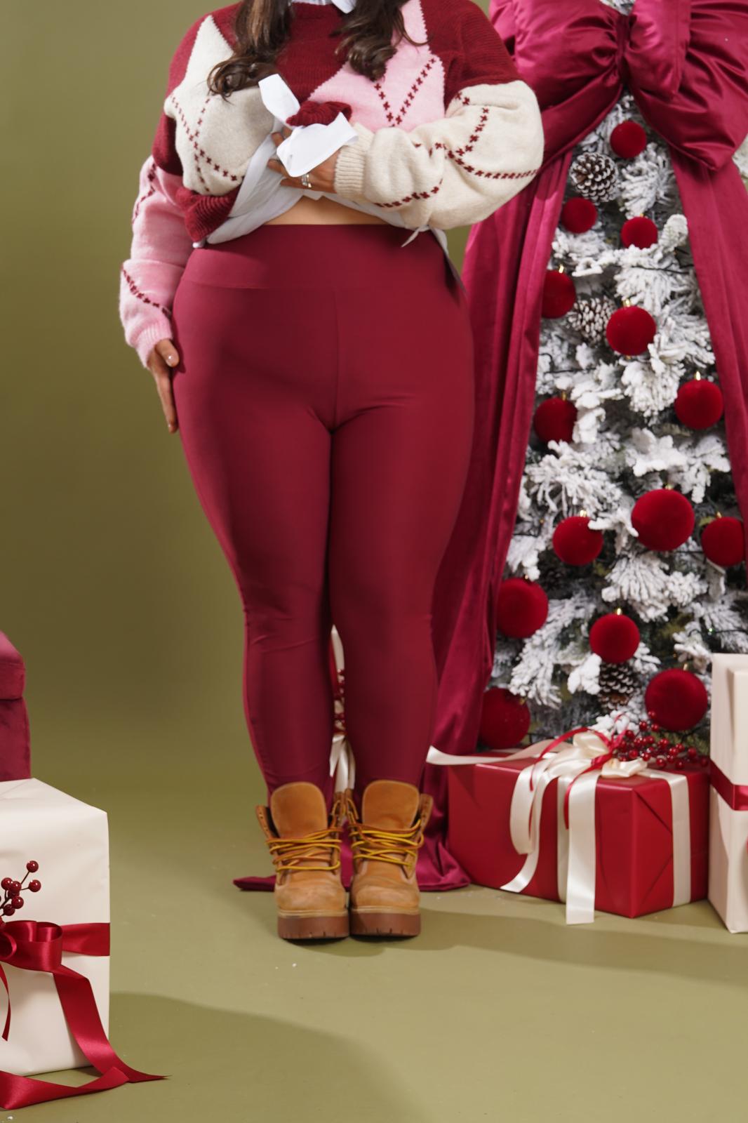 Leggings vita alta bordeaux