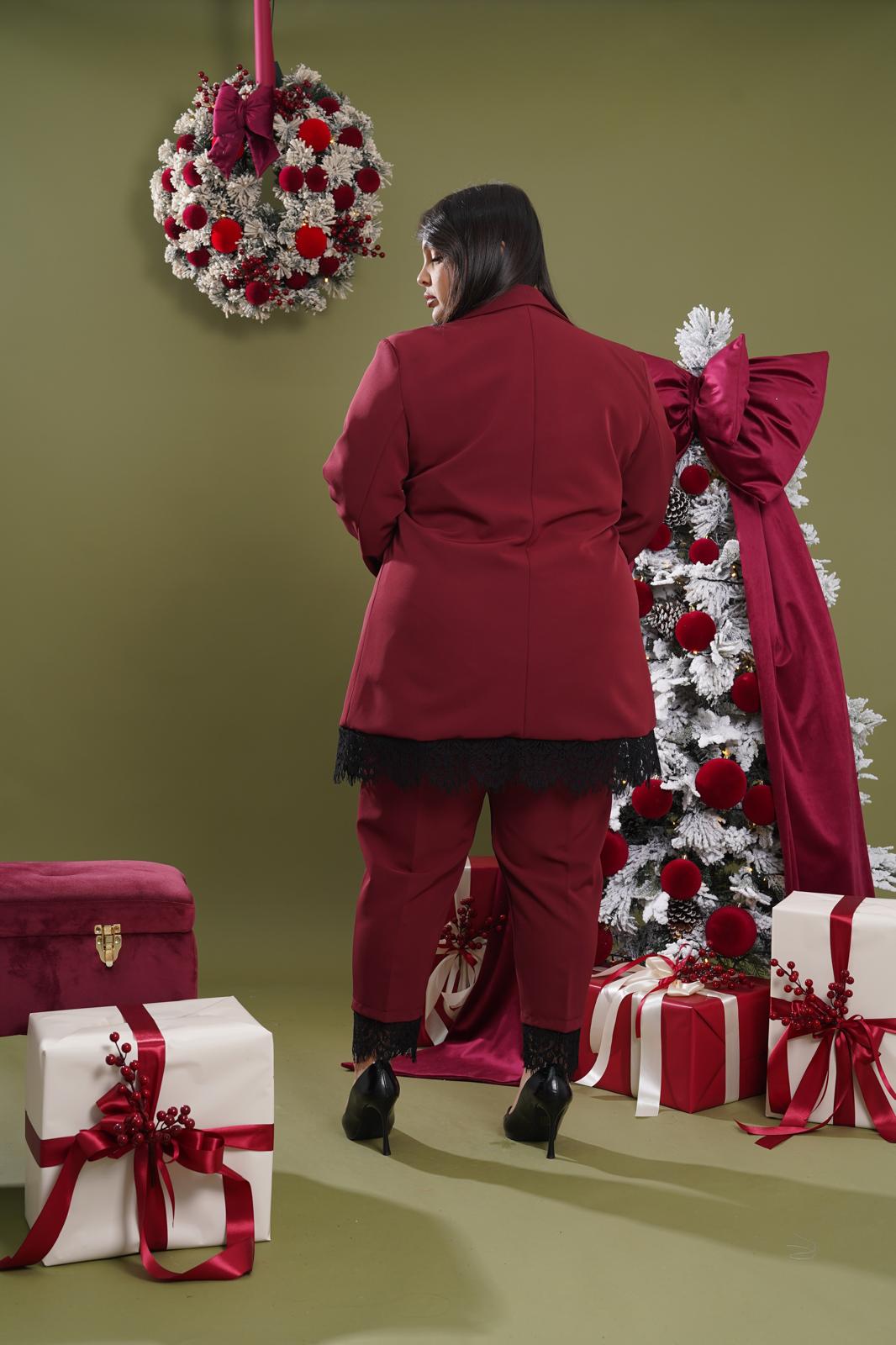 Tailleur in pizzo Saturn bordeaux