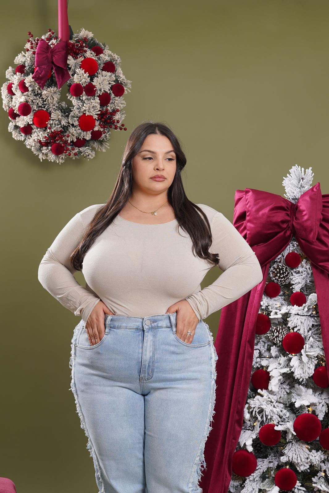 Maglia Cashmere girocollo beige