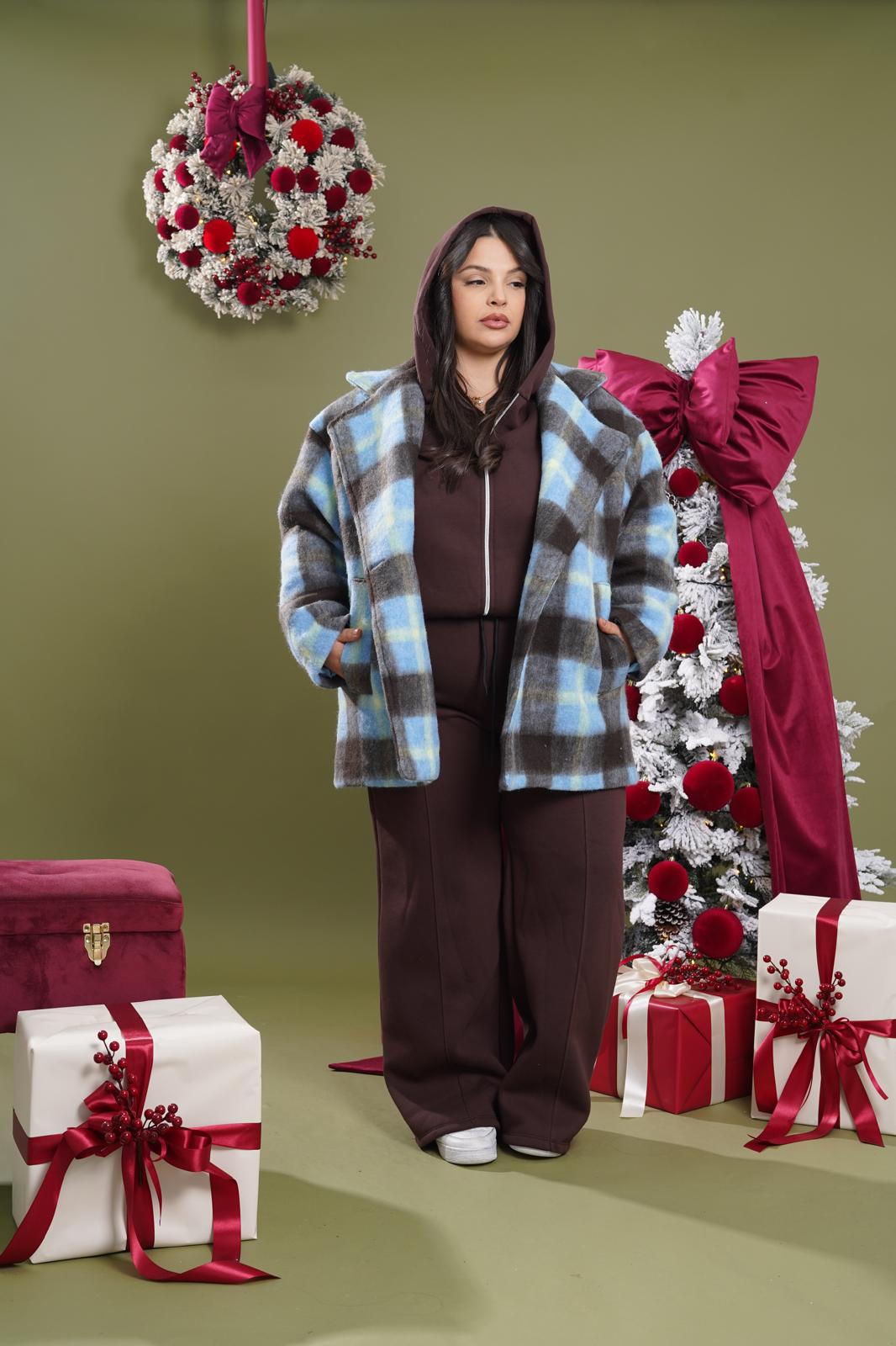 Capotto Scozia a quadri azzurro