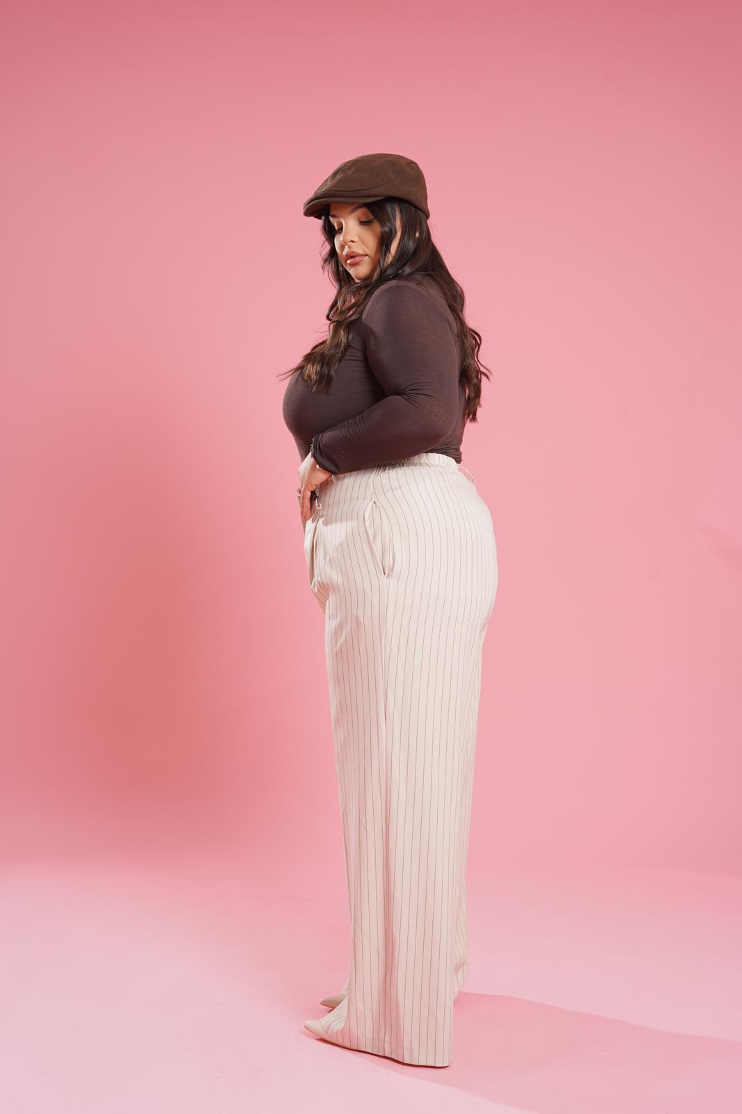 Pantalone Gessato "Place Des Vosges" Panna