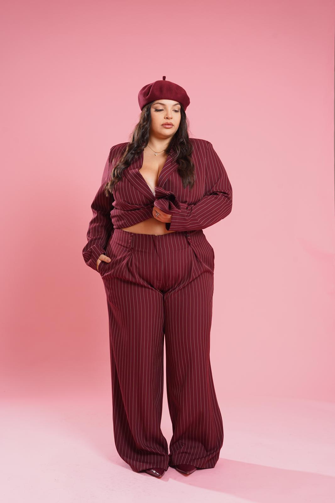 Pantalone Gessato "Place Des Vosges" bordeaux