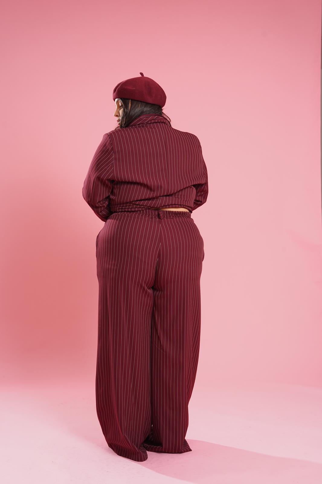 Pantalone Gessato "Place Des Vosges" bordeaux