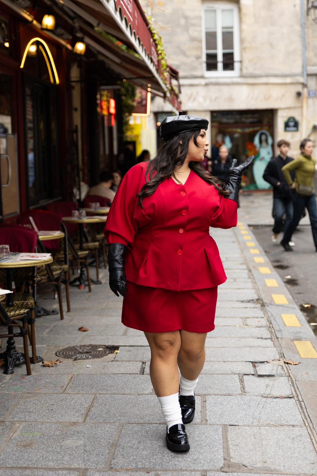 Gonna Corta "La Rue Des Rosiers" Rosso