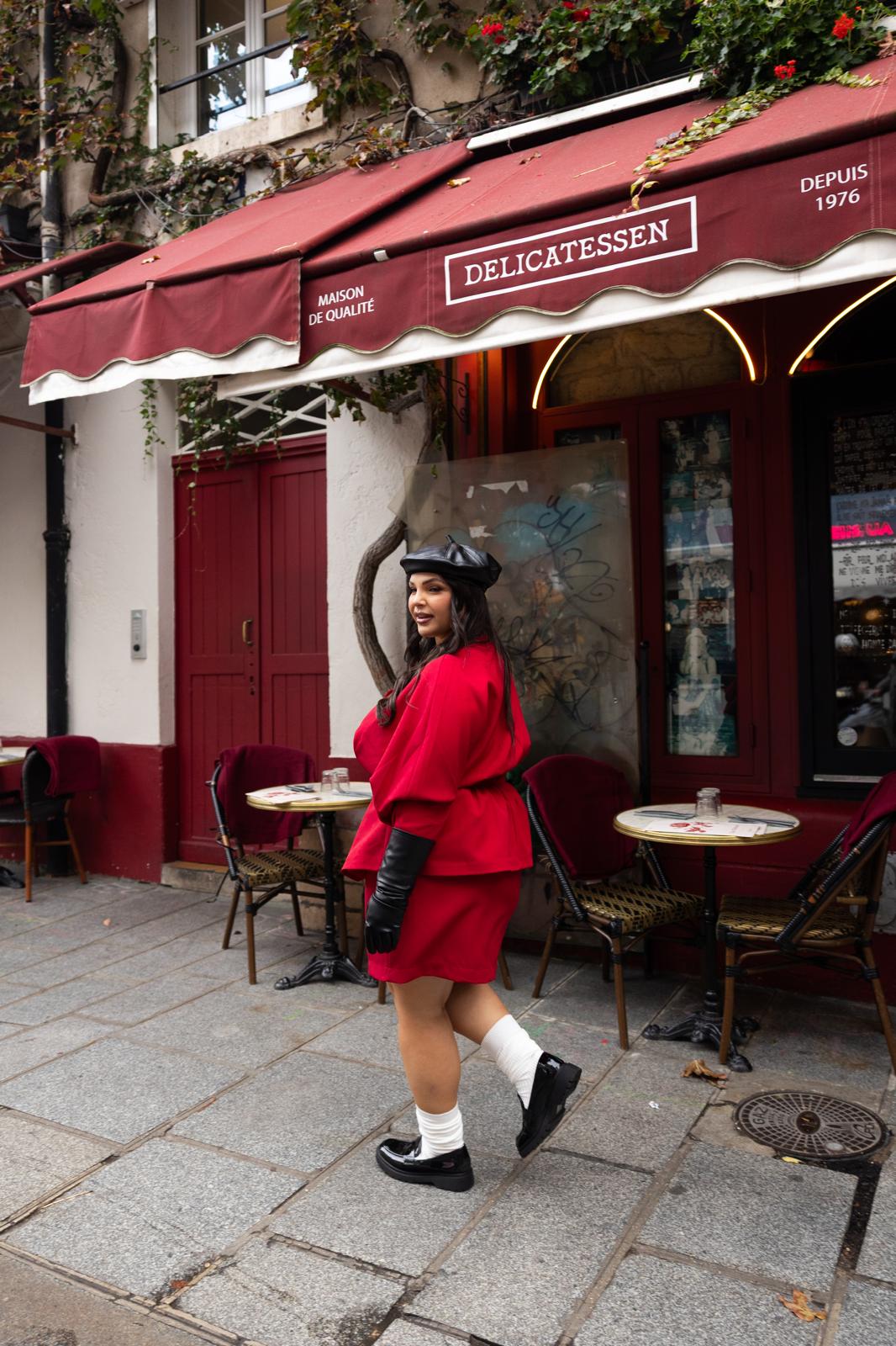 Gonna Corta "La Rue Des Rosiers" Rosso