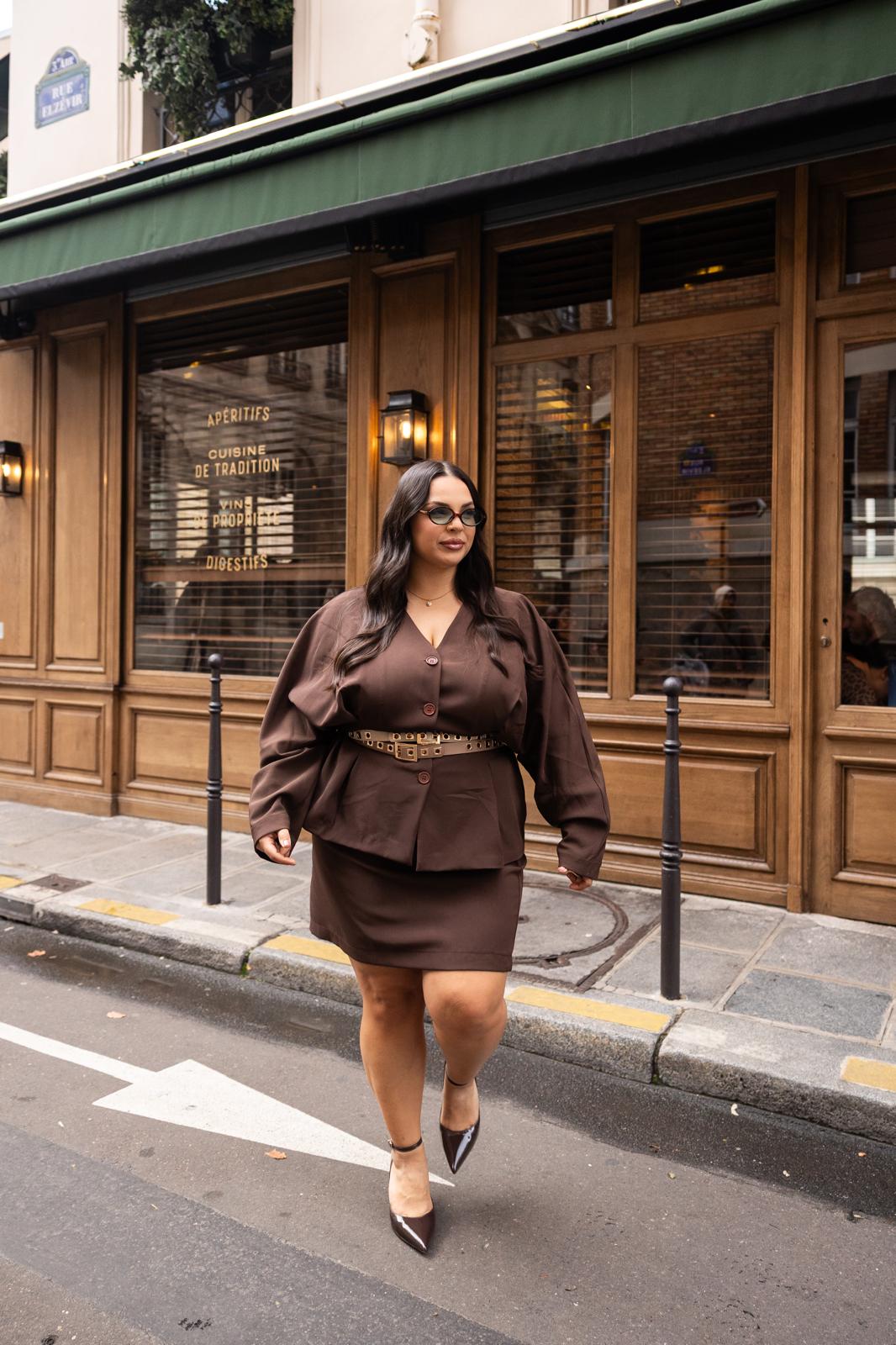 Gonna Corta "La Rue Des Rosiers" Marrone