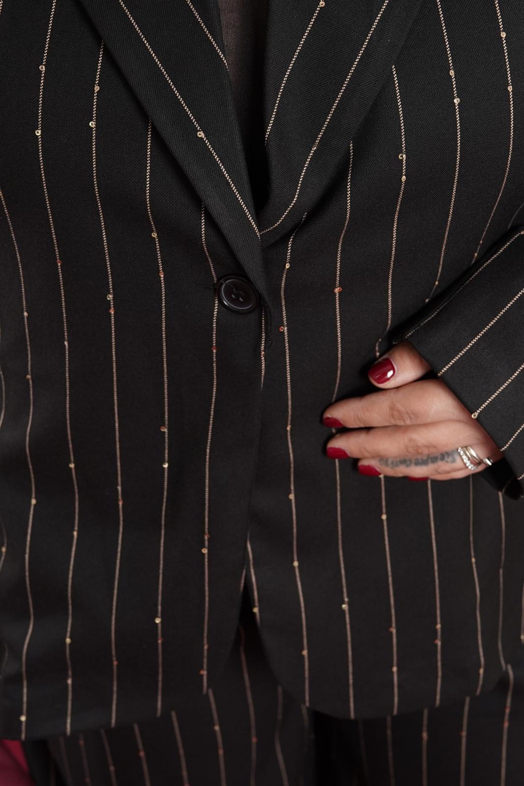 Giacca Infinity riga di gesso nero