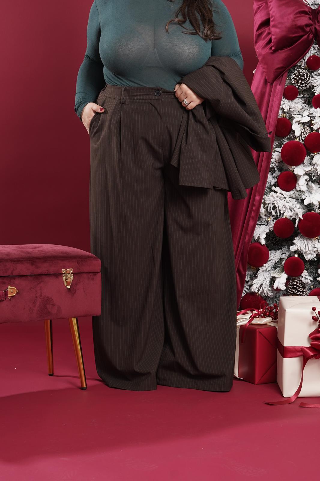 Pantalone Infinity Riga di gesso marrone