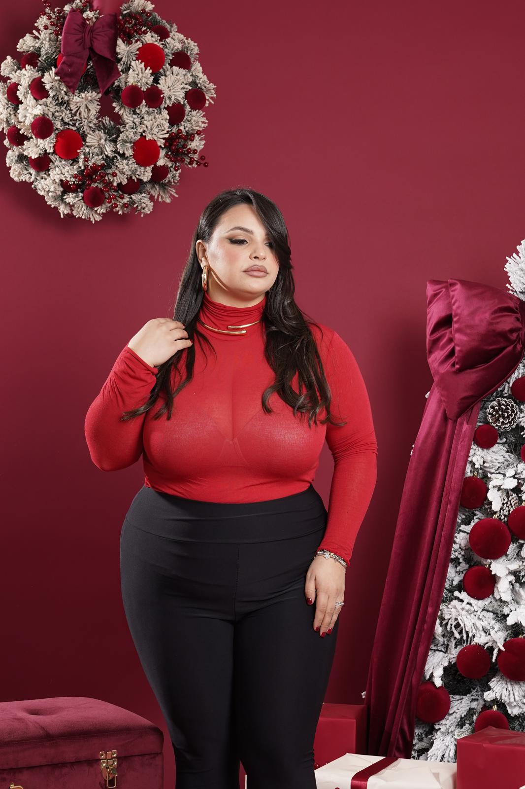 Maglia Cashmere collo alto rosso