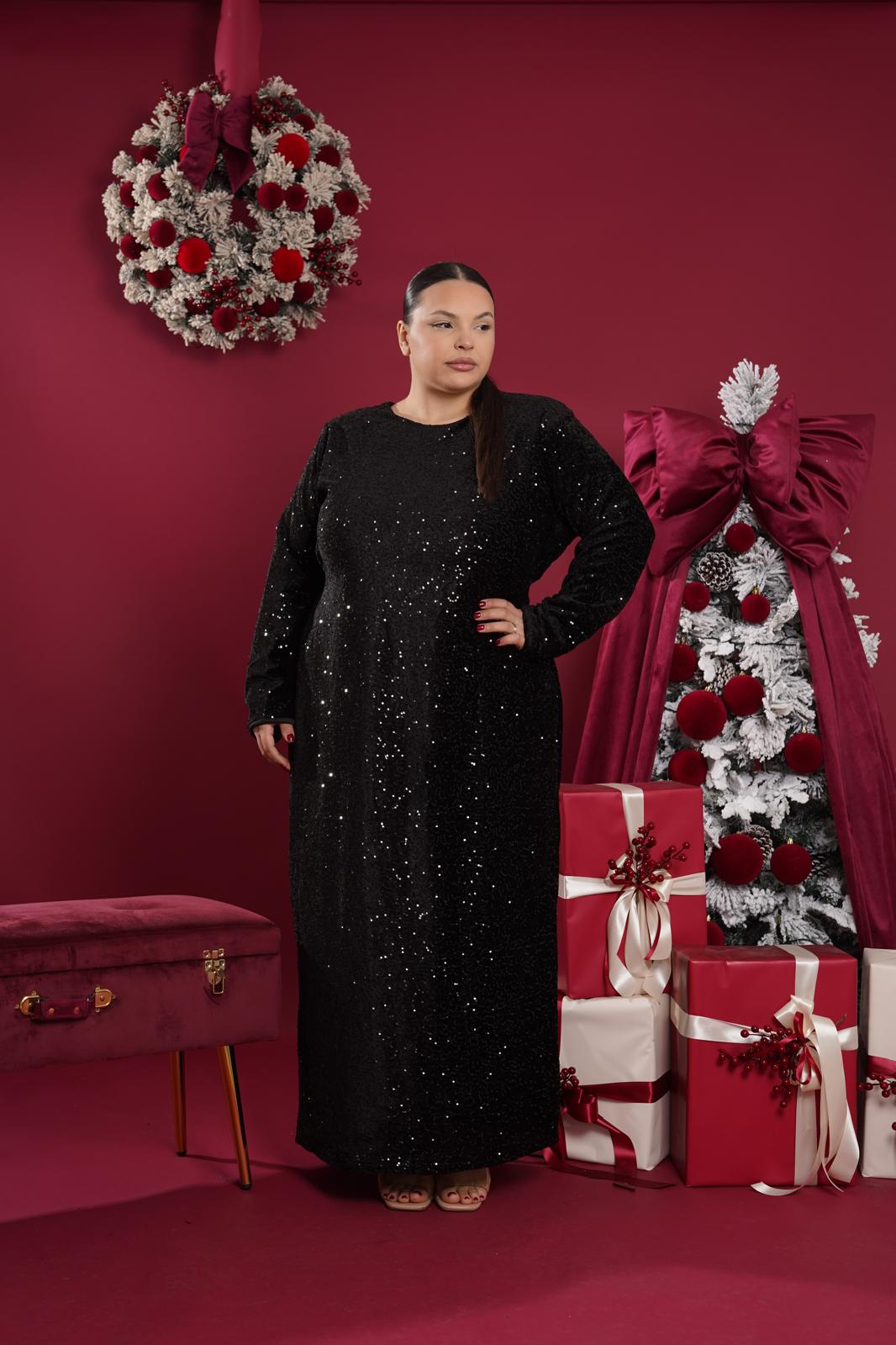 Dress lungo paillettes Samira nero