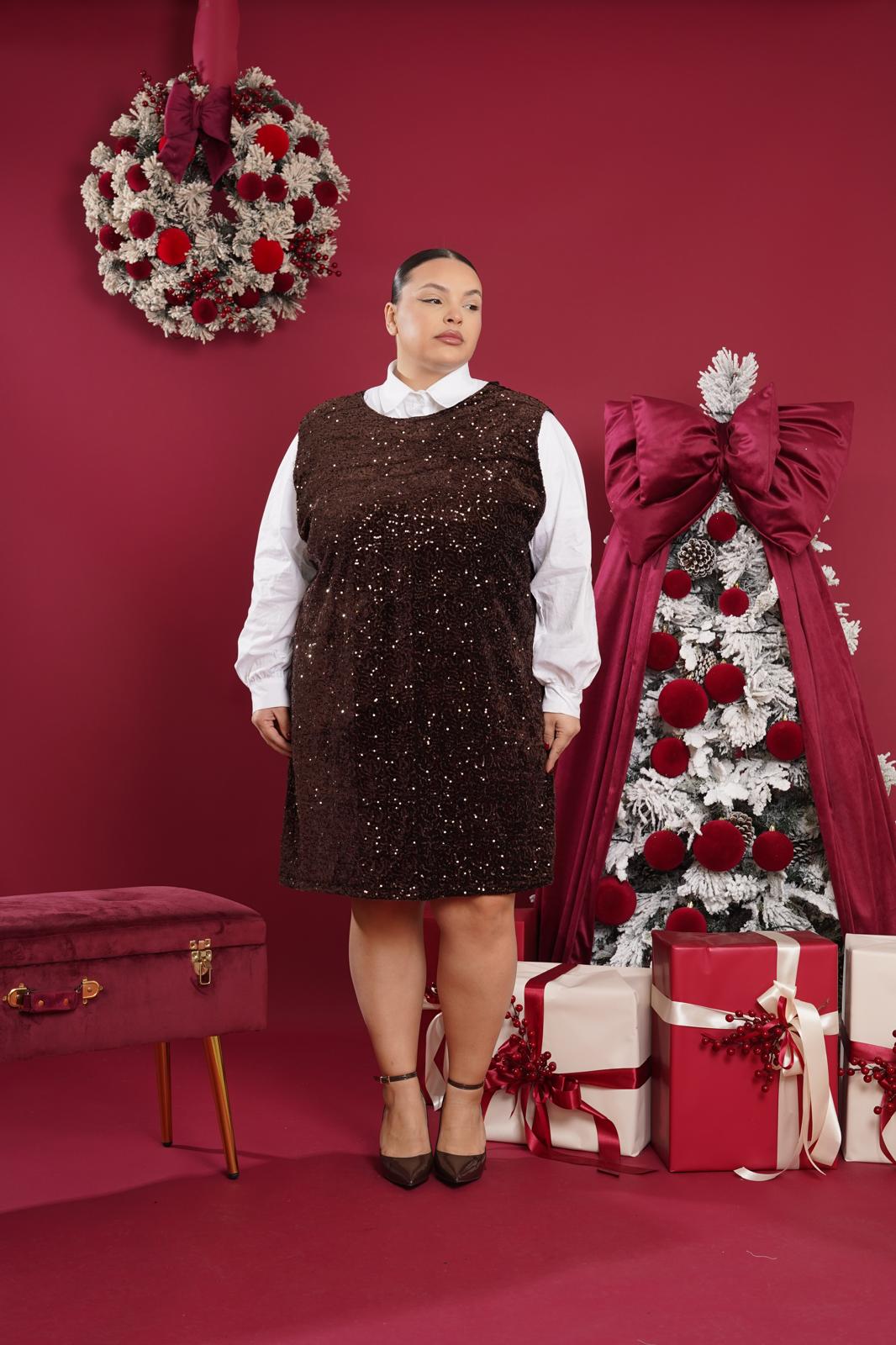 Dress Paillettes Ylenia marrone