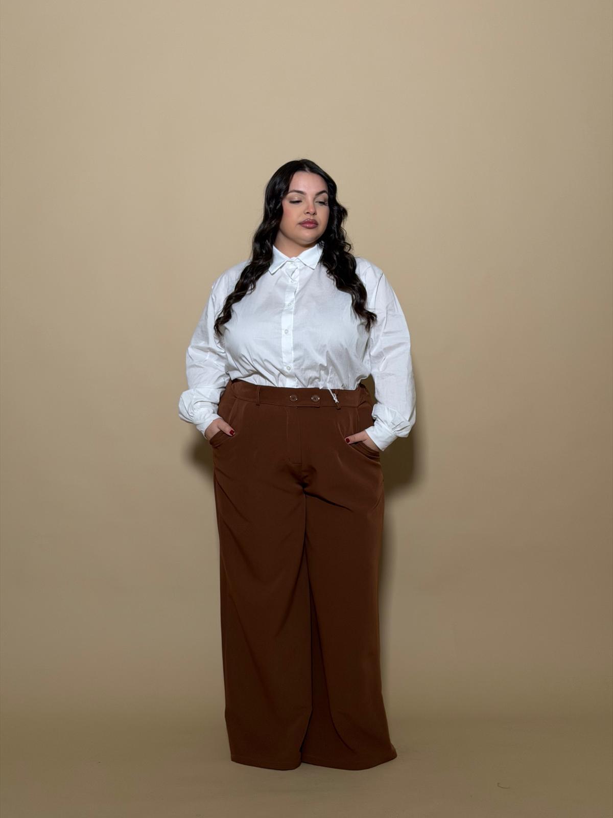 Pantalone con bottone Fatal marrone