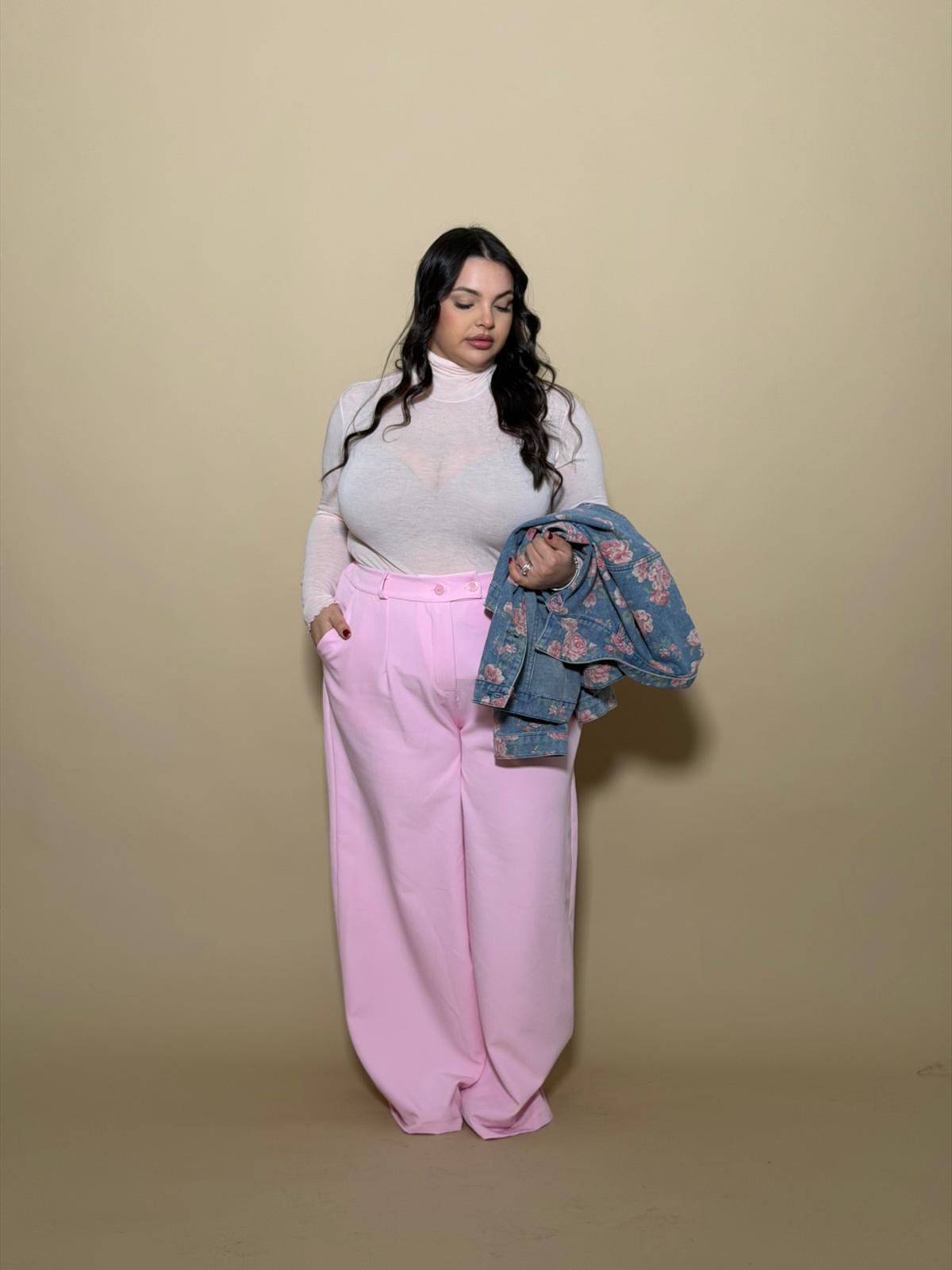 Pantalone con bottone Fatal rosa