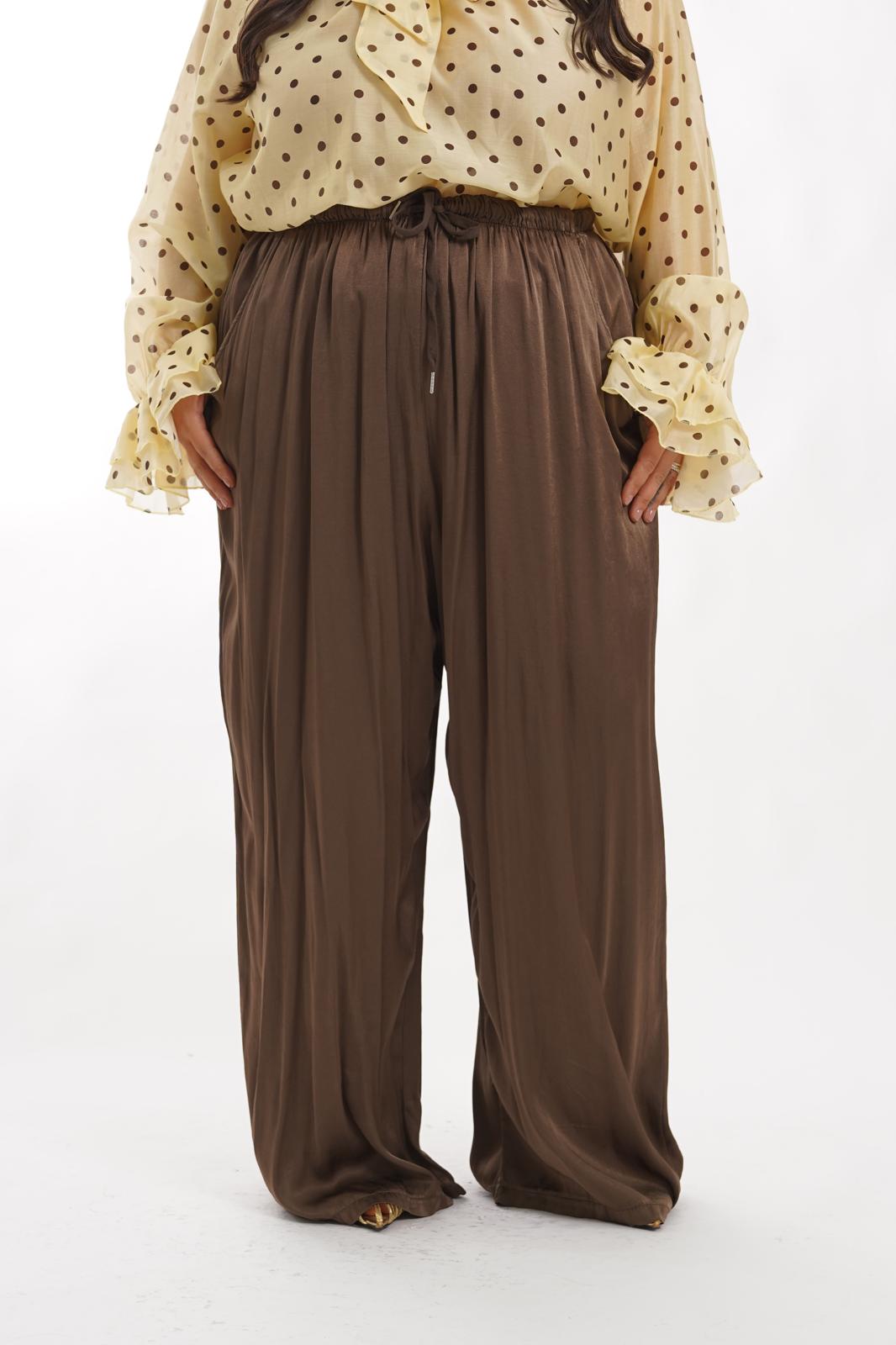 Pantalone in raso marrone