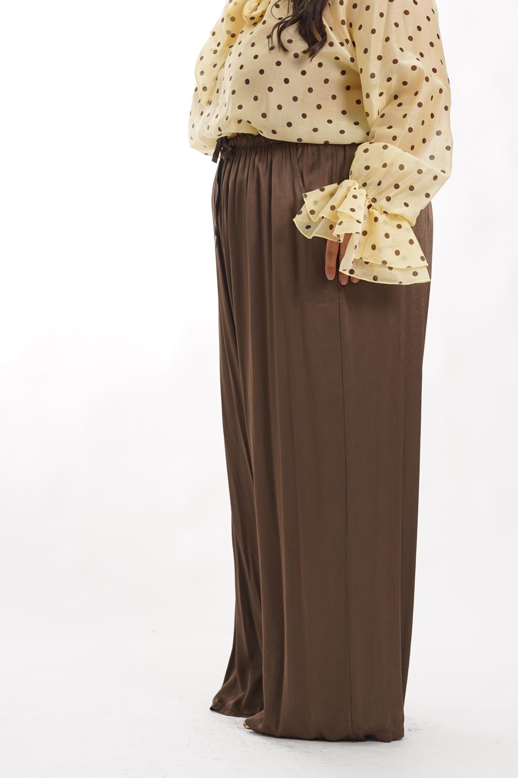 Pantalone in raso marrone