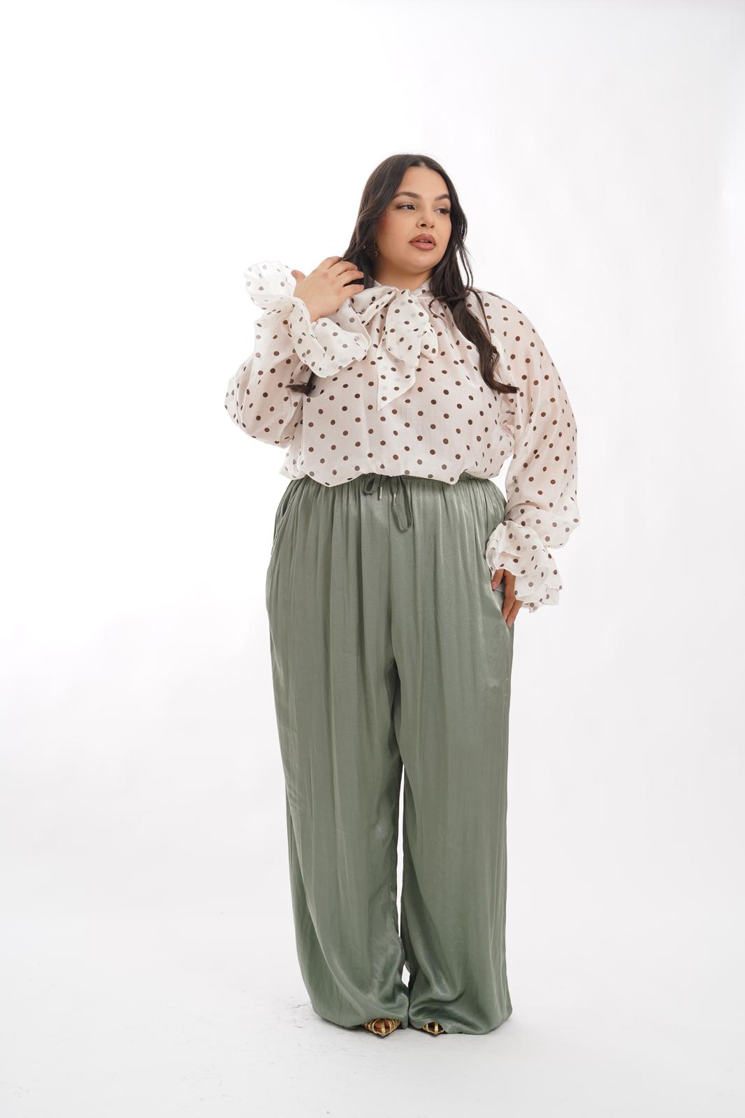 Pantalone in raso verde