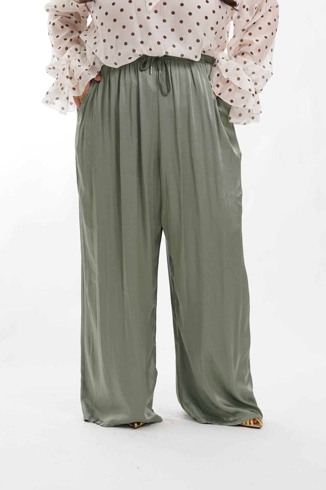 Pantalone in raso verde