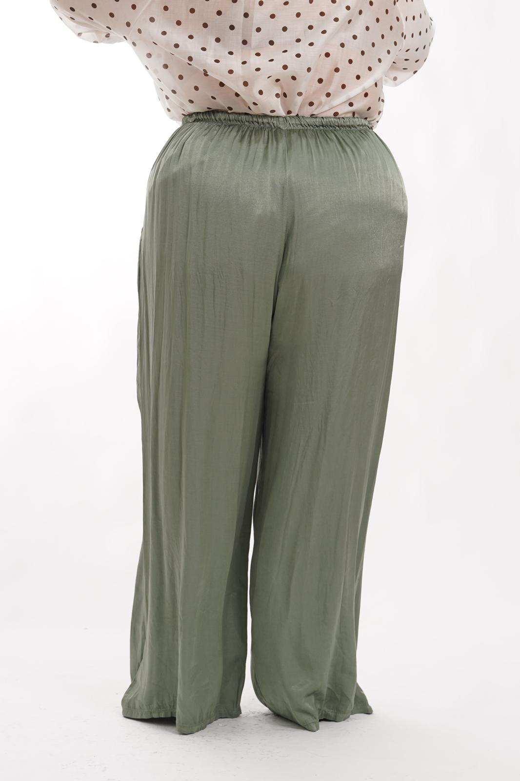 Pantalone in raso verde
