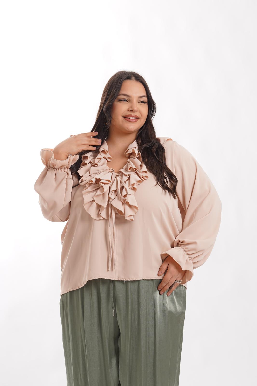 Camicia Flor con rouches beige