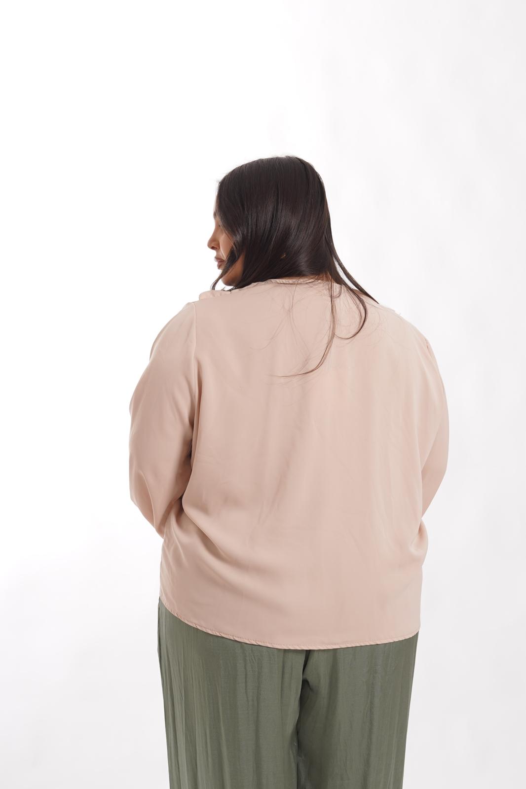 Camicia Flor con rouches beige