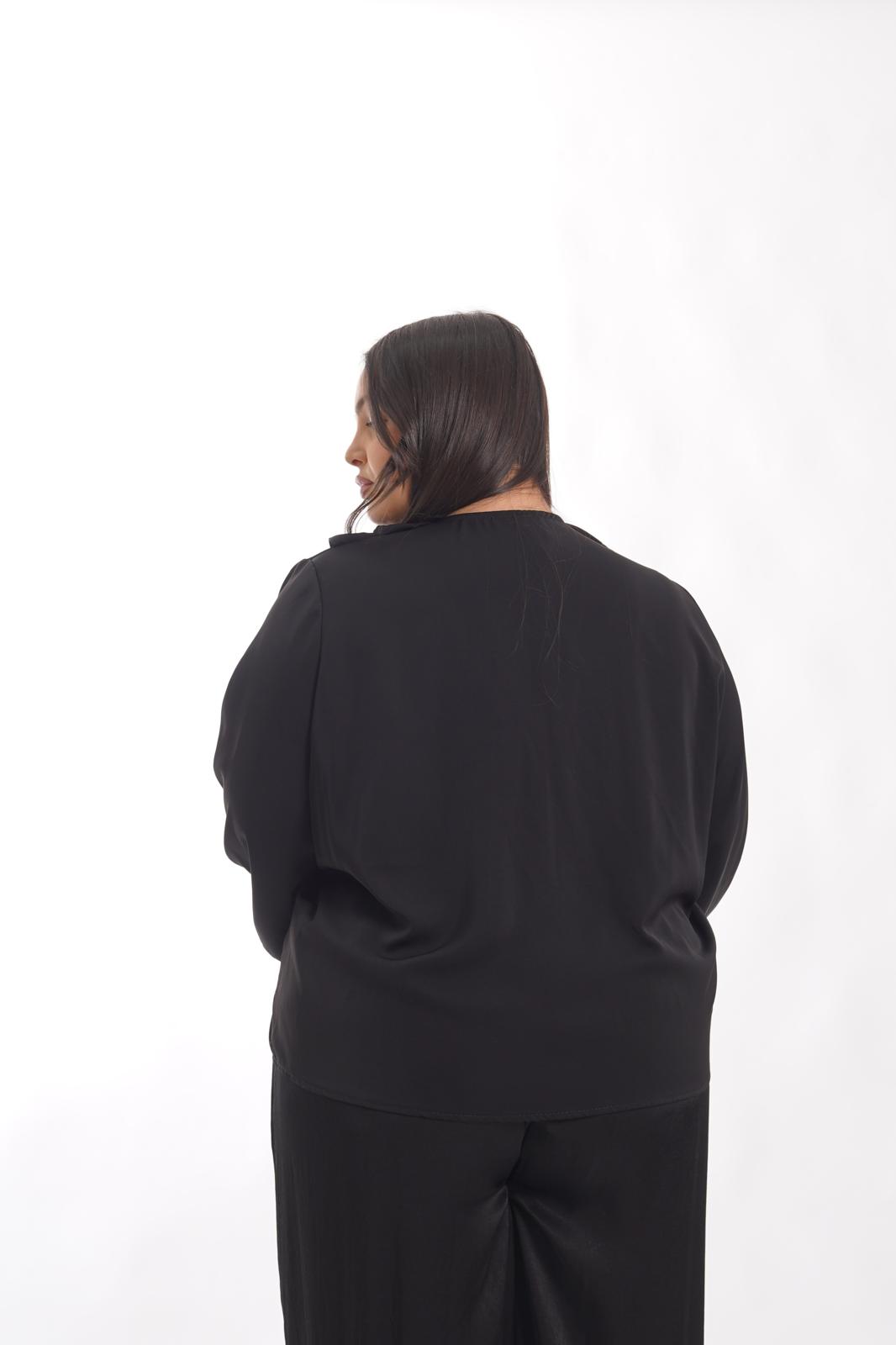 Camicia Flor con rouches nera