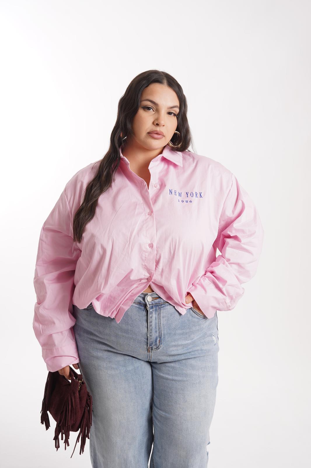 Camicia Crop New York rosa