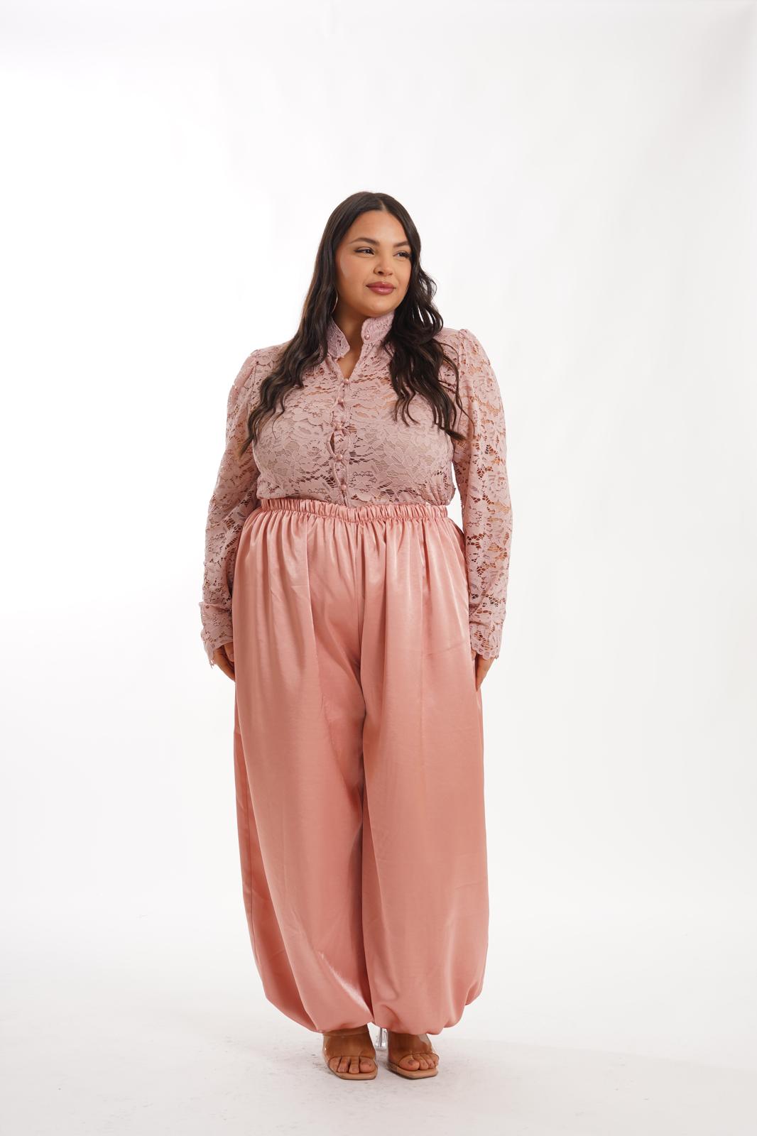 Pantalone In Raso Jasmine rosa