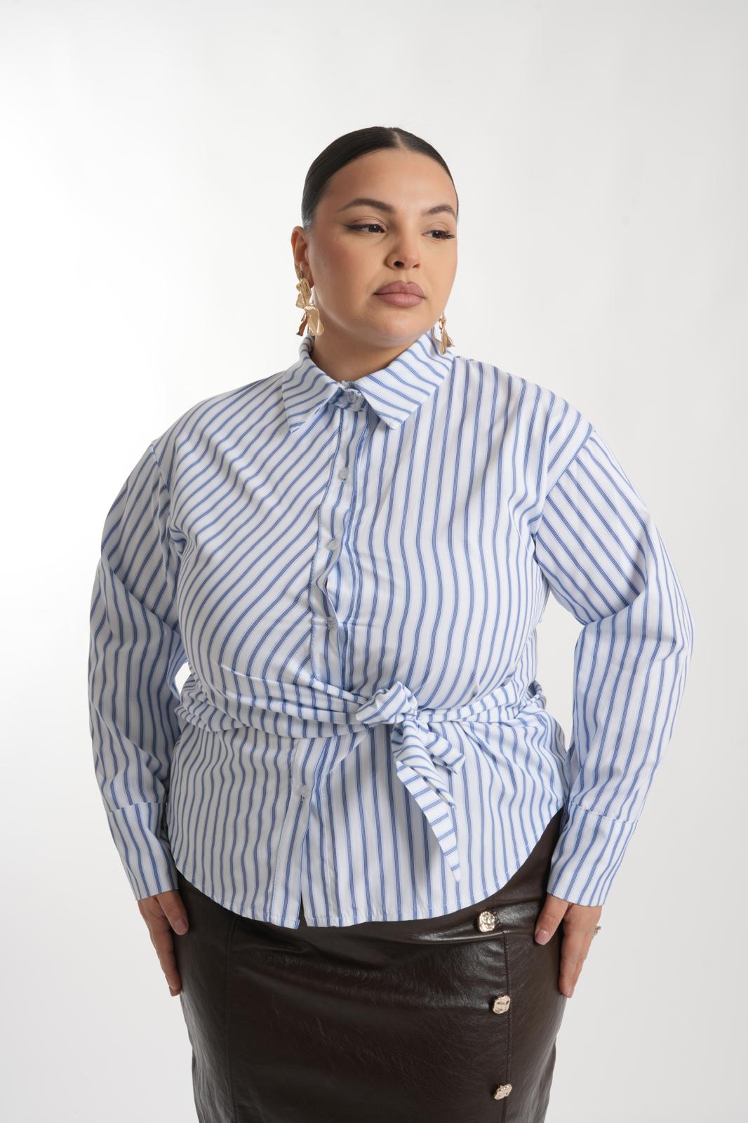 Camicia a Righe Azzurra three