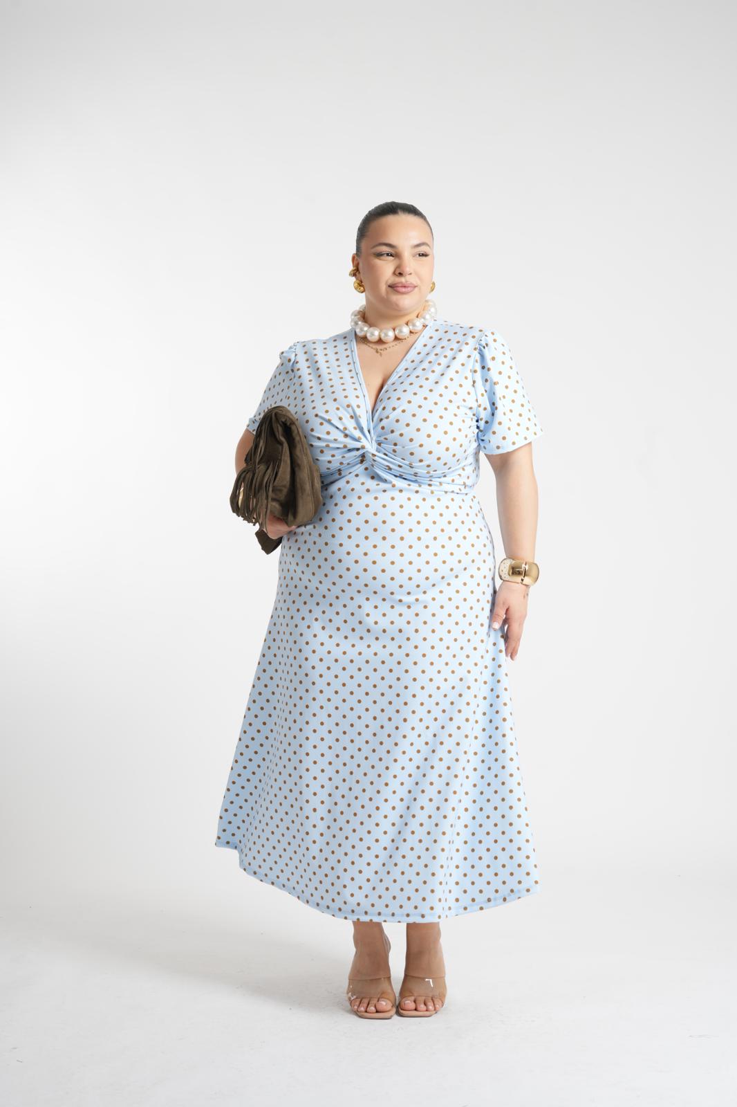 Dress Atena A Pois Azzurro