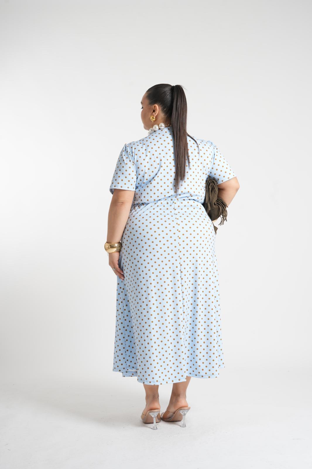 Dress Atena A Pois Azzurro