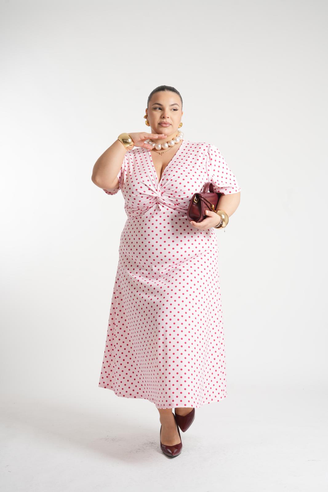 Dress Atena A Pois Rosa