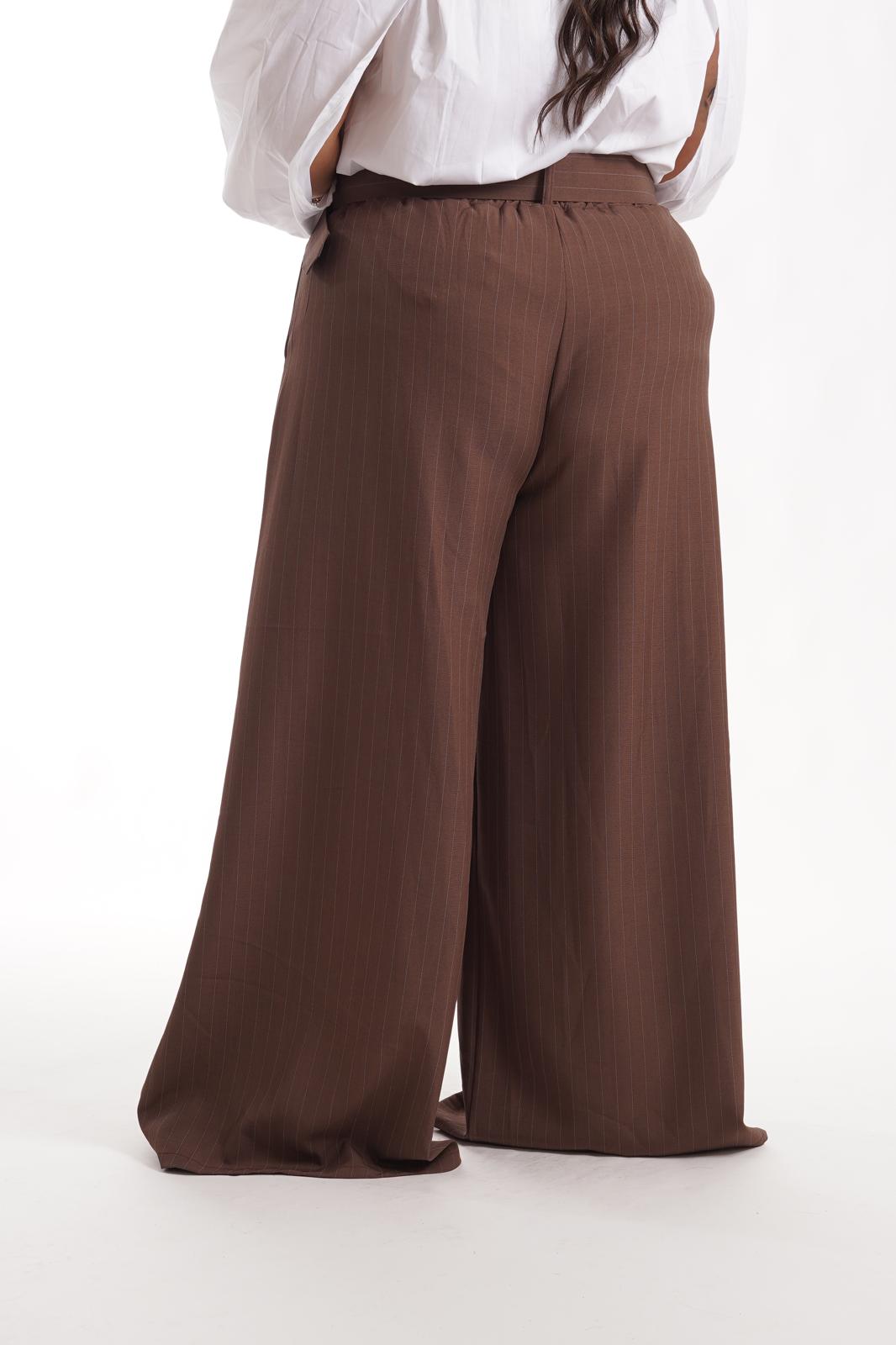 Pantalone Gessato Business Marrone