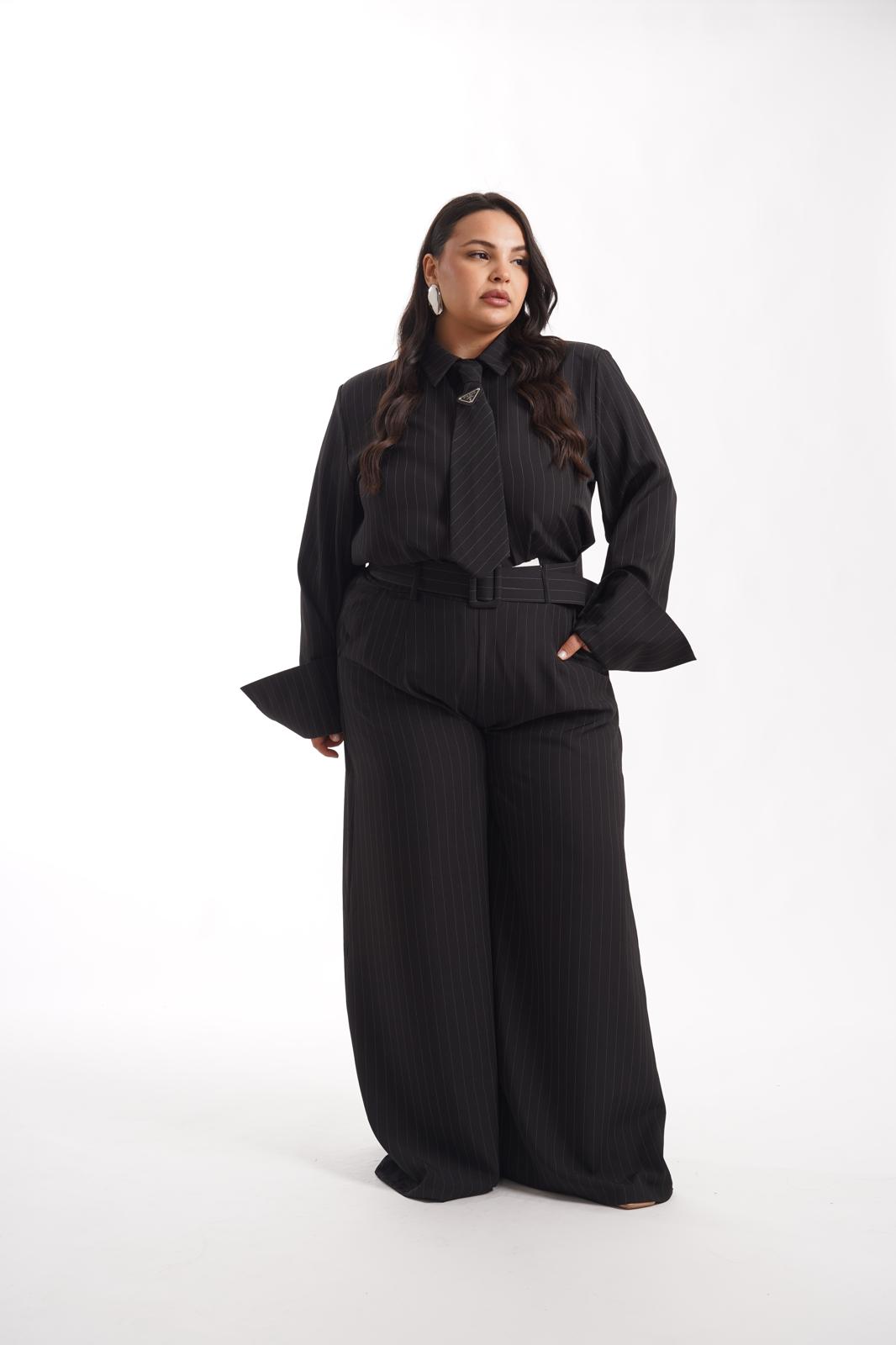 Pantalone Gessato Business Nero