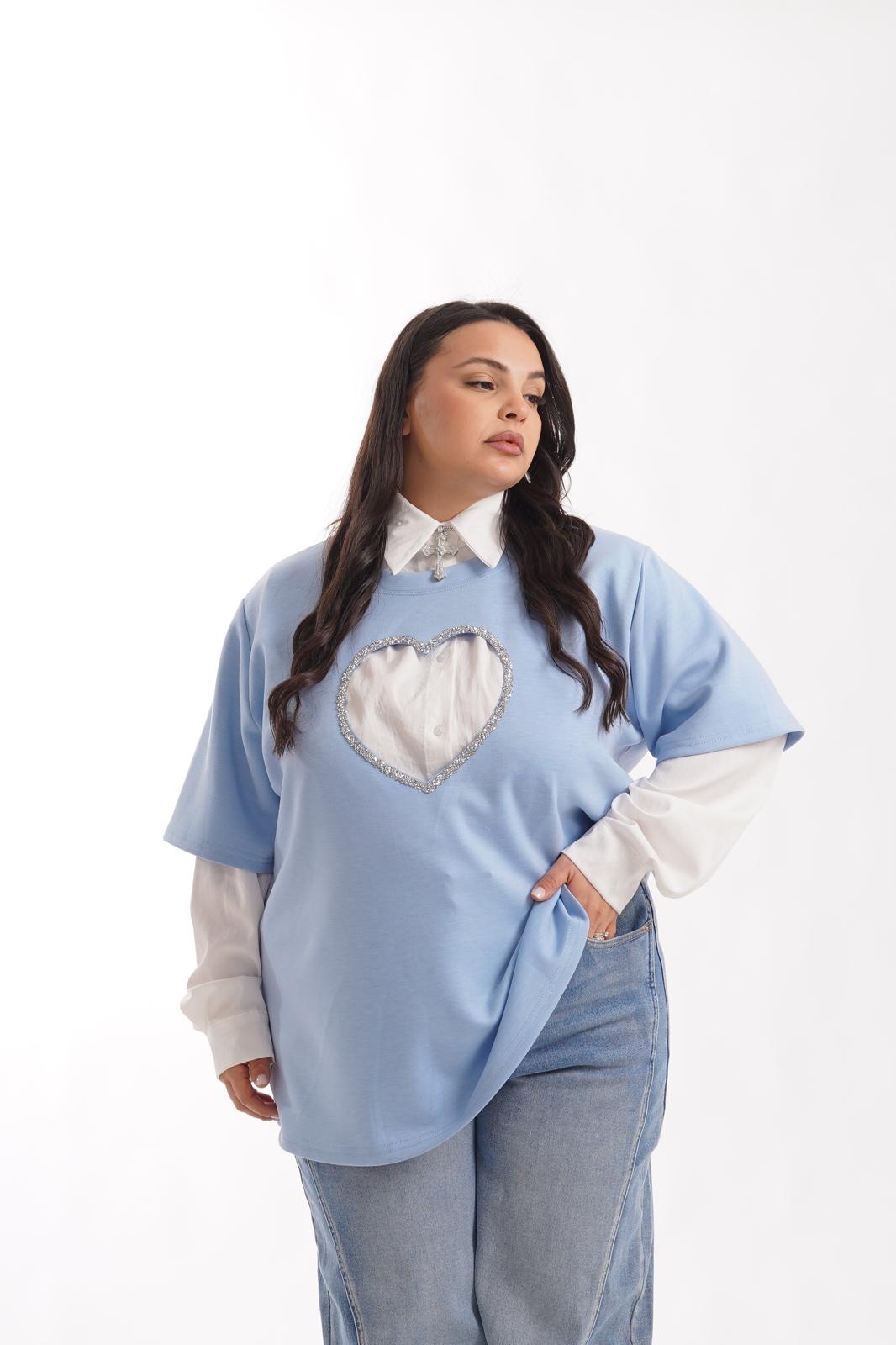 T-Shirt Heart Azzurro