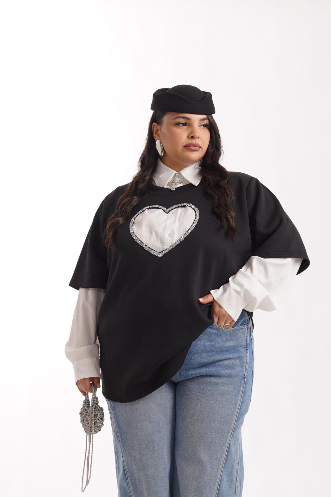 T-Shirt Heart Nera