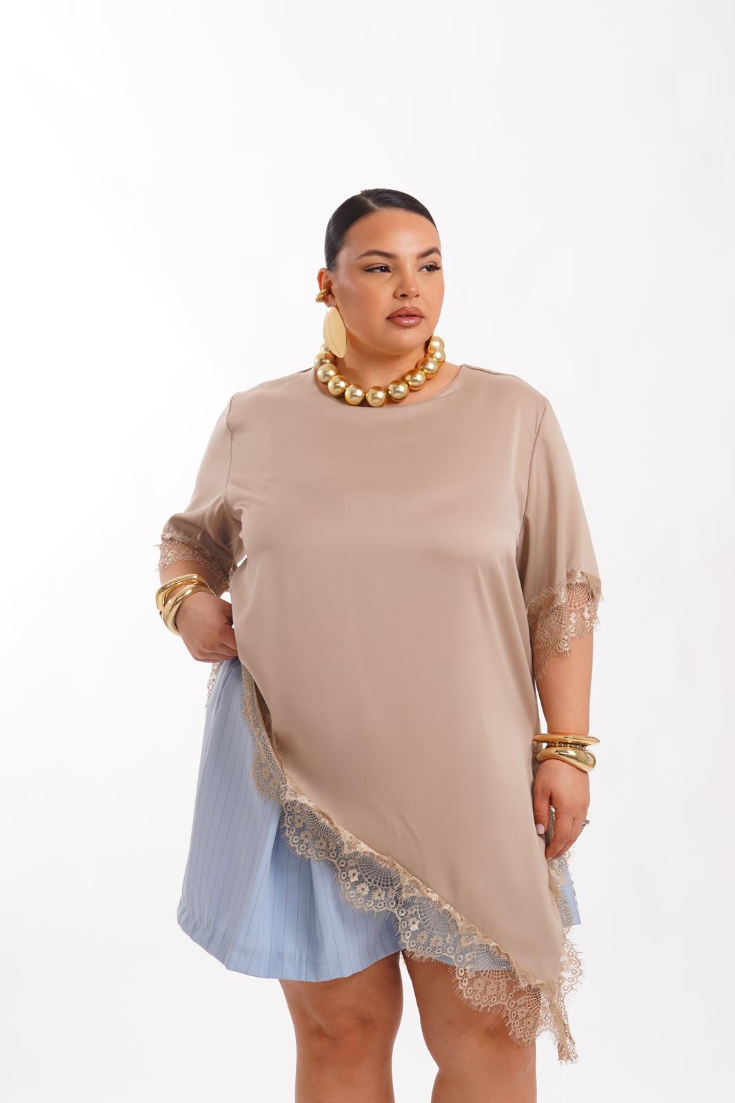 Maglia Asimmetrica Glow Tortora