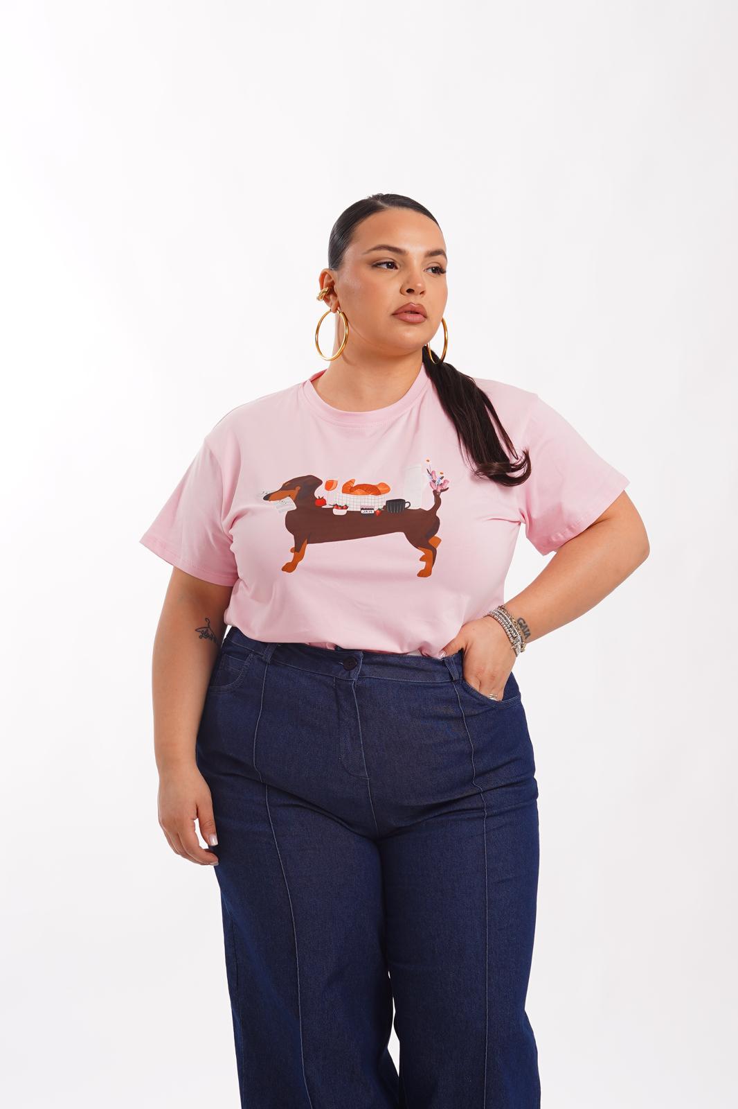 T-Shirt Bassotto Rosa