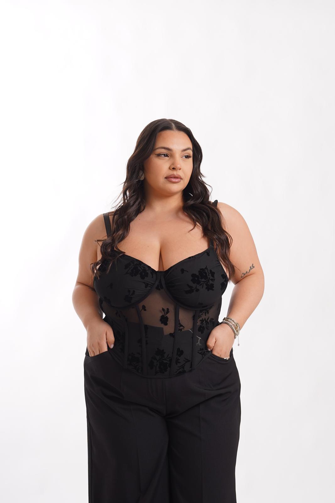 Corsetto 2686 Fiori Nero